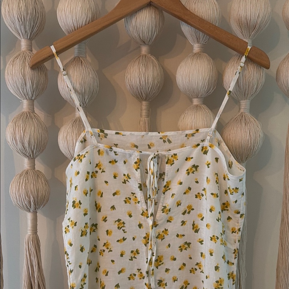J. Crew White Midi Dress with Yellow Floral Print - Picture 5 of 6
